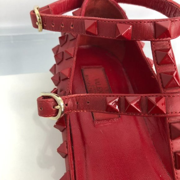 Valentino Red Rockstud Fully Studded Caged Pointed Toe Flats 37.5 - Picture 5 of 7